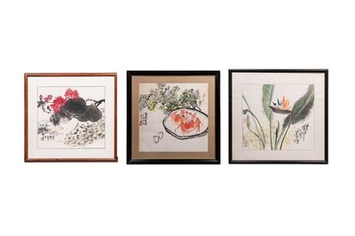 Zhang Leiping 張雷平 (1945): three various works, ink and colour on paper, dated 1988