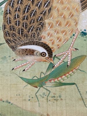 Zhao Hao 趙浩 '石佛' (1881-1949): 'Deux cailles et insectes', encre et couleurs sur soie, daté 1928 — photo 4