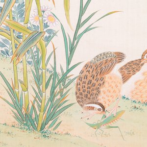 Zhao Hao 趙浩 '石佛' (1881-1949): 'Twee kwartels en insecten', inkt en kleur op zijde, gedateerd 1928 — foto 6