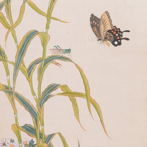 Zhao Hao 趙浩 '石佛' (1881-1949): 'Two quails and insects', ink and colour on silk, dated 1928 — 照片 1