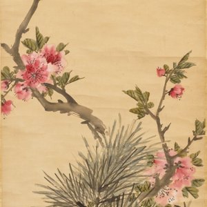 Zhao Zhiqian (China, 1829–1884): 'Drie vrienden van de winter', inkt en kleur op papier, gemonteerd op rol — foto 1