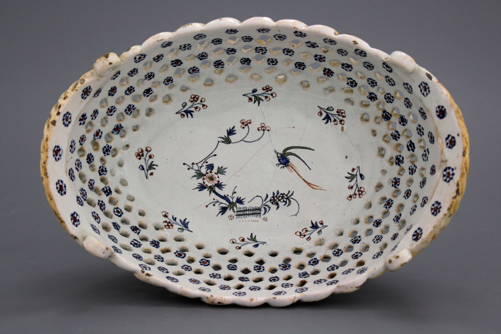 A Brussels faience two-handled oval ajour basket, 18th C. - Rob ...