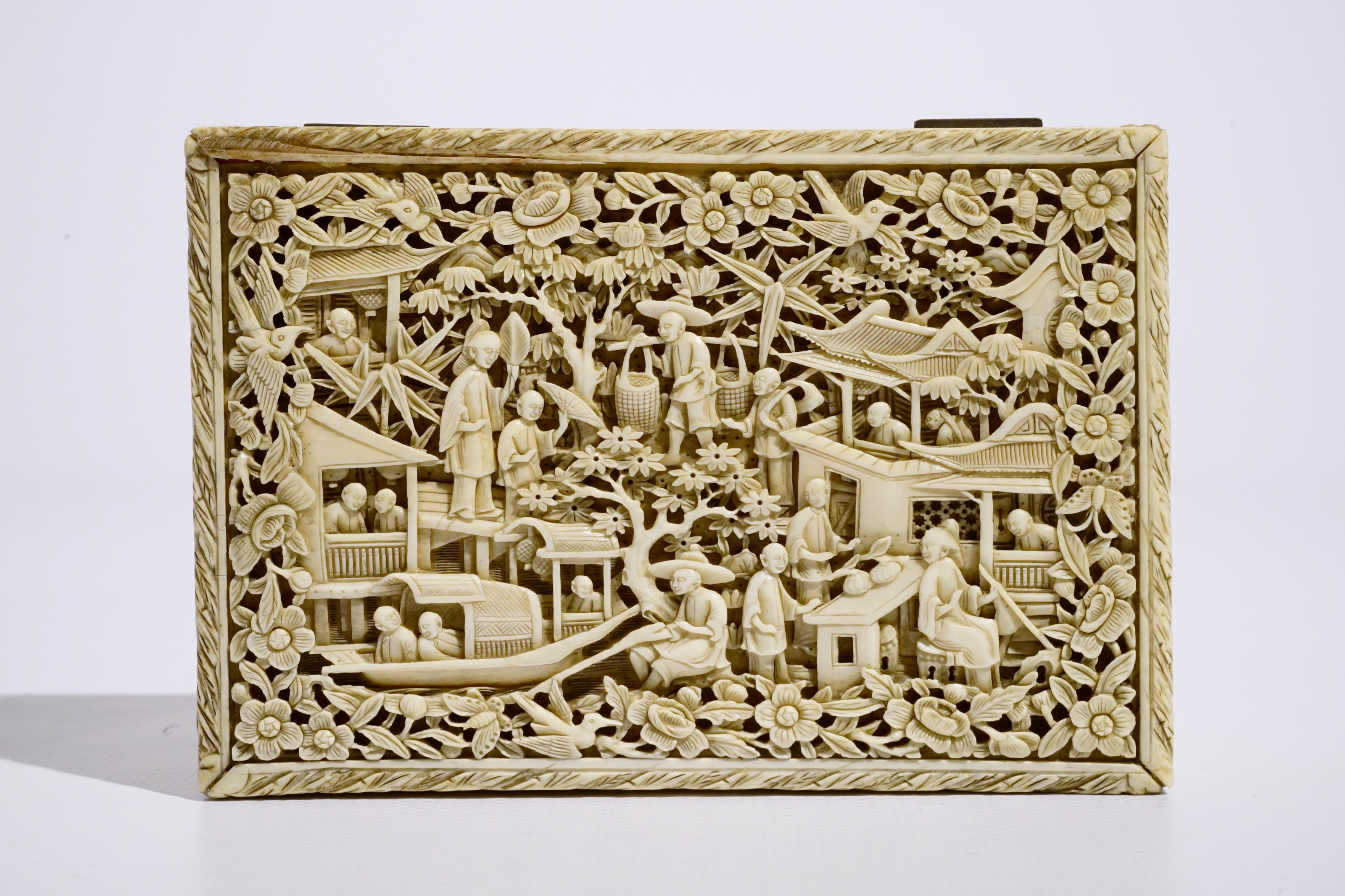 A rectangular Chinese carved ivory casket, Canton, 19th C. - Rob ...