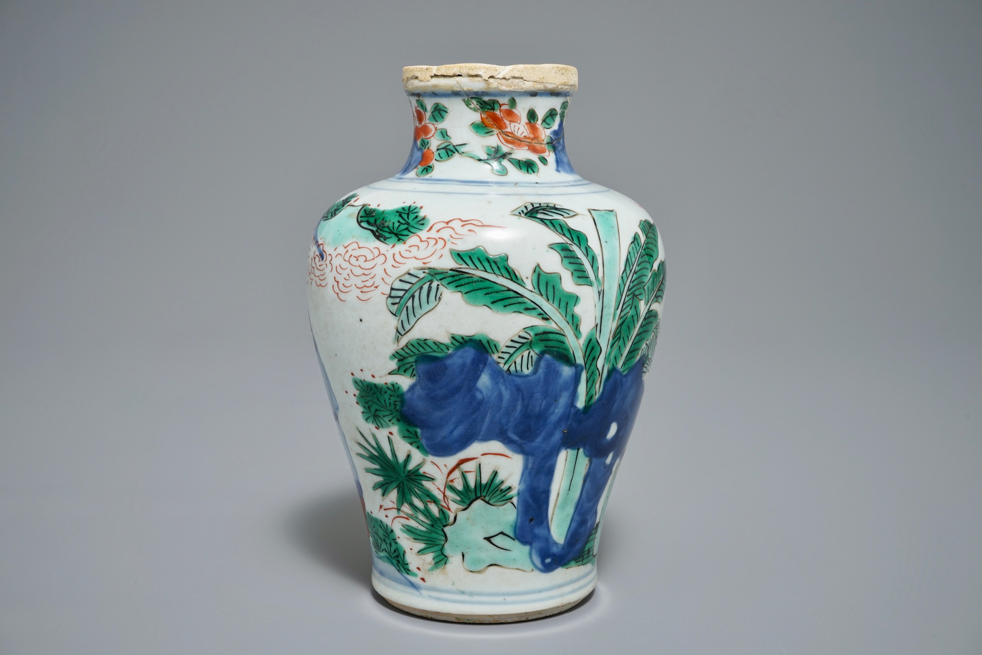 A Chinese wucai vase with mythological design, Transitional period ...