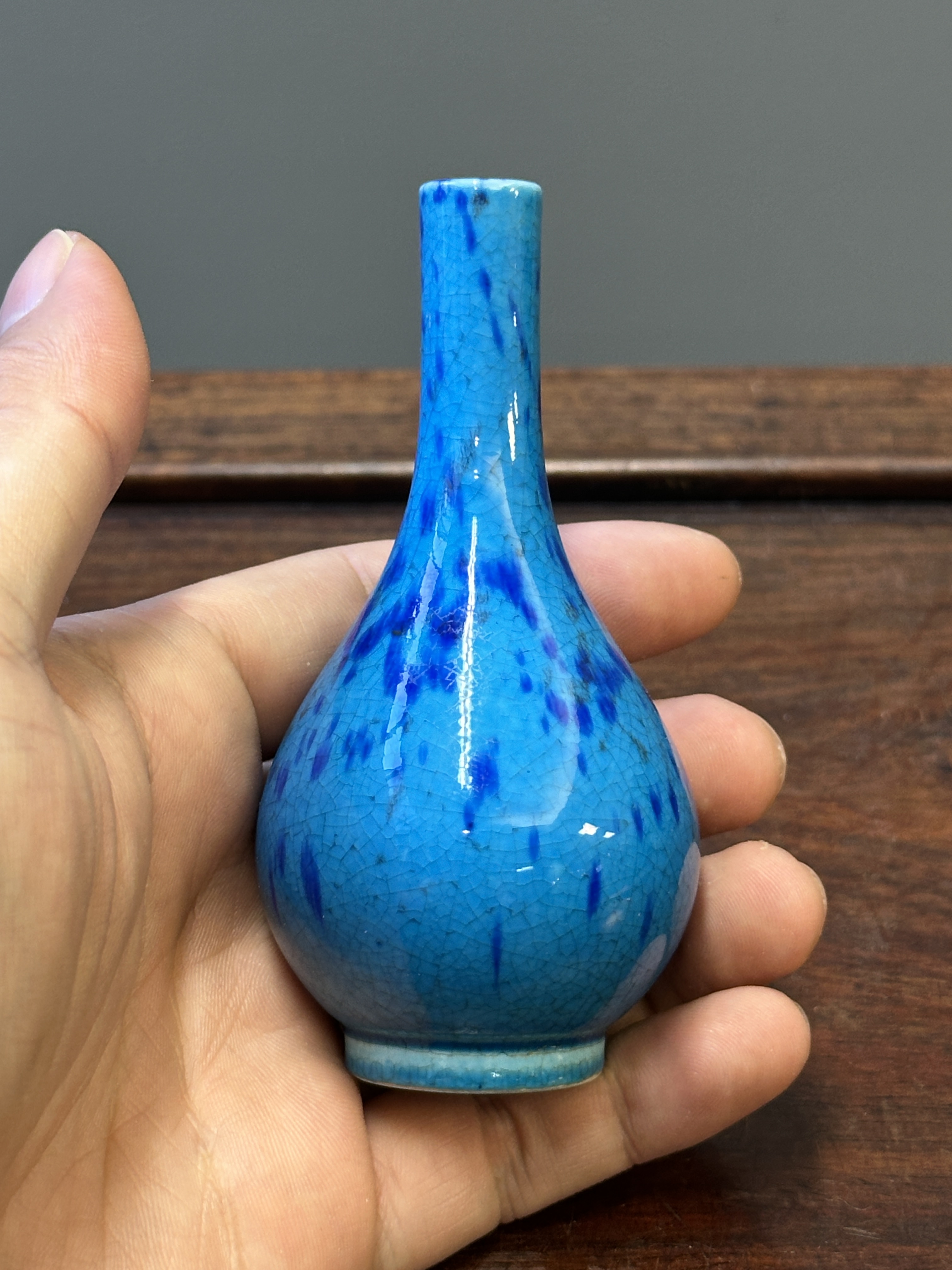 A Chinese flambé-glazed vase and a turquoise-ground vase with splash ...