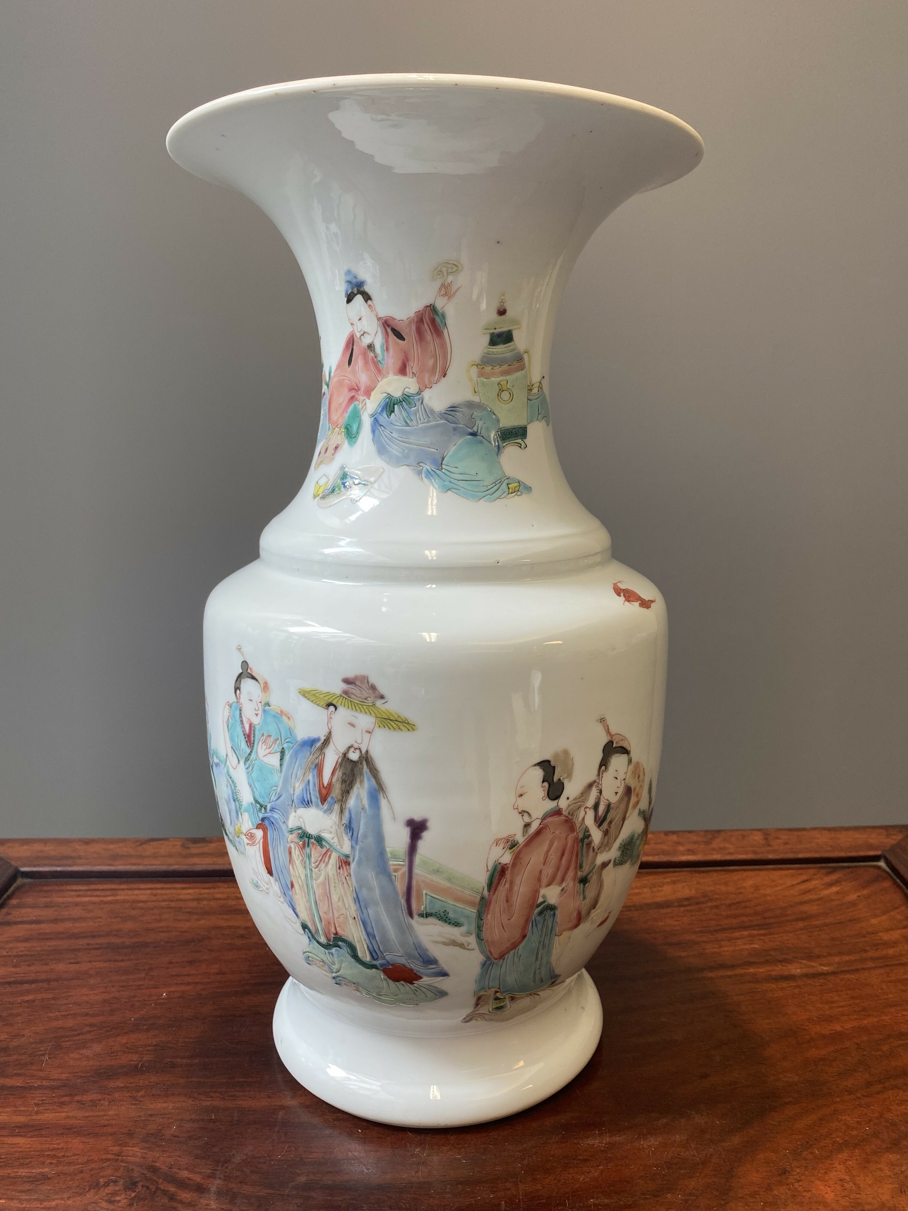 A Chinese famille rose vase with figural design, ji 迹 seal mark ...