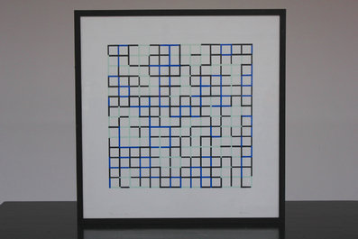Alan Green: Circuit, dated 69, abstracte zeefdruk
