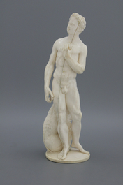 A carved ivory figure of Apollo, poss. Italy, 17/18th C.