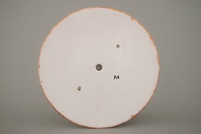 Cadran rare d'une pendule en Delft, Angleterre, 18e