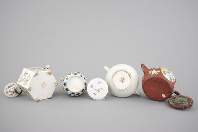 A nice collection of various Chinese famille rose, Canton and Japanese Imari porcelain, 17/19th C.
