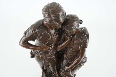 Henri Louis Levasseur (1853-1934), A loving couple, bronze group