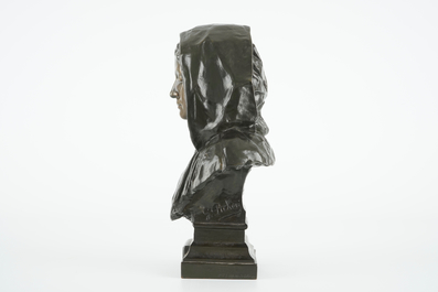 Gustave Pickery (1862-1921), Buste van een vrouw met inscriptie &quot;Brugghe&quot;, in brons