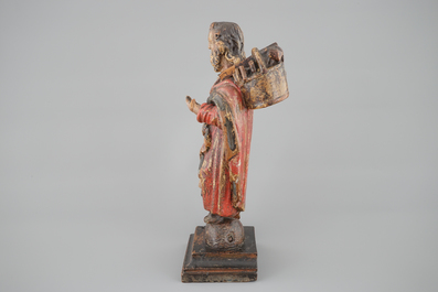 A painted wood figure of Joseph, 17/18th C.
