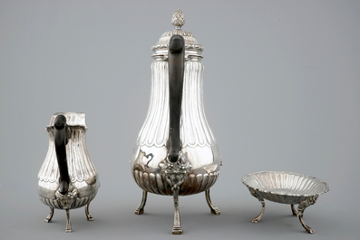 A three piece French silver coffee service, 18th and 19th C.