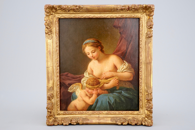 French School, Venus and Cupid, oil on panel, 18th C.