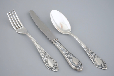 A 72-piece silver-plated cutlery set in case, Carl Mertens, Solingen, mid 20th C.