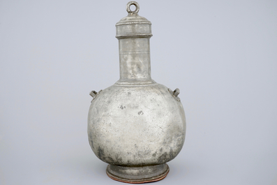 A large pewter flask, France, 18th C.