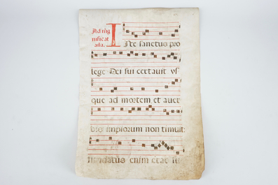 3 large pages from an antiphonary, 17/18th C.