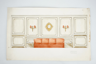 App. 550 designs from the archives of the Bruges furniture producers Claeys, 20th C.