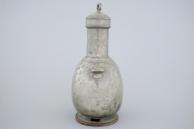 A large pewter flask, France, 18th C.