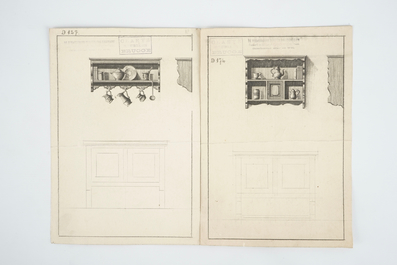 App. 550 designs from the archives of the Bruges furniture producers Claeys, 20th C.