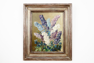 Anna de Weert (1867-1950): a bouquet of delphiniums, oil on canvas