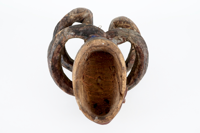 An African carved wooden &quot;Gelede&quot; mask, Yoruba, Nigeria, 20th C.