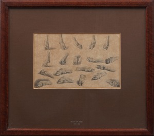Xavier de Cock (1818-1896), A study of buck hooves, pencil on paper