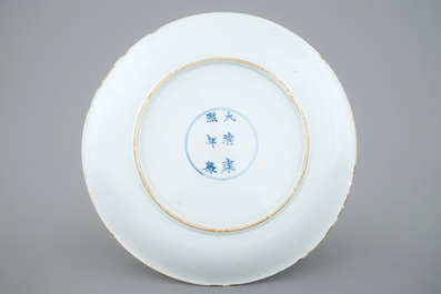 A Chinese famille verte plate, Kangxi mark and of the period