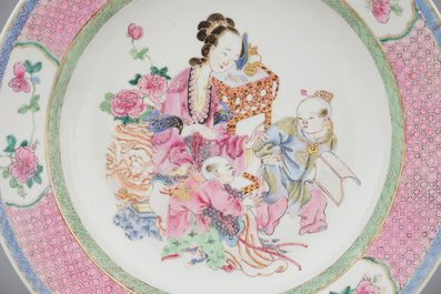 A fine Chinese famille rose eggshell porcelain saucer dish, Yongzheng, 1723-1735