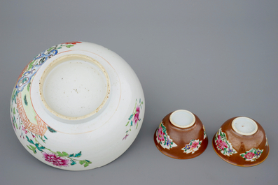 Een groot lot Chinees famille rose, Imari en capucijner porselein, Qianlong, 18e eeuw