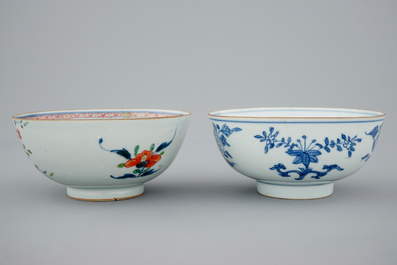 Een lot Chinees blauw-wit, famille rose en Imari porselein, Qianlong, 18e eeuw