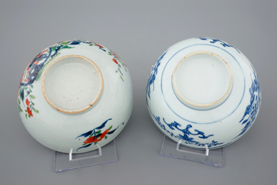 Een lot Chinees blauw-wit, famille rose en Imari porselein, Qianlong, 18e eeuw