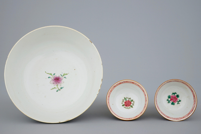 A large collection of Chinese famille rose, Imari and Batavia ware porcelain, Qianlong, 18th C.