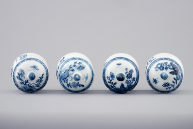 A set of four Chinese blue and white bottomless domes of floral design, Qianlong, 18th C.