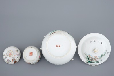 A varied lot of Chinese famille rose porcelain, 19/20th C.