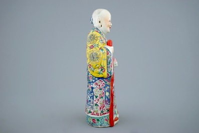 A Chinese famille rose figure of Shou Lao, 19th C.