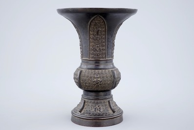 A Chinese bronze gu vase, late Ming Dynasty