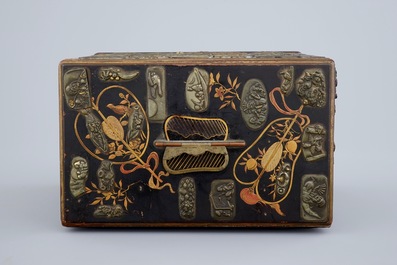 A small Japanese lacquer chest of drawers, Meiji, 19th C.