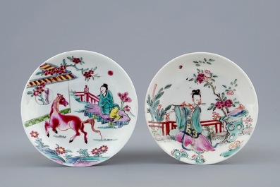 Two Chinese famille rose cups and saucers, Yongzheng, 1723-1735