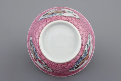 A Chinese famille rose eggshell cup and saucer with a rooster, Yongzheng, 1723-1735