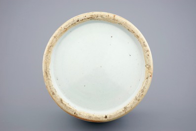 A fine Chinese blue and white on celadon ground &quot;Immortals&quot; vase, 19th C.