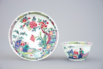 A set of 4 Chinese famille rose cups and saucers, Yongzheng/Qianlong