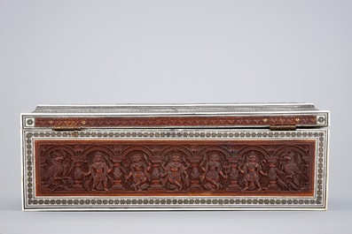 An Anglo-Indian carved wood and ivory work or writing box, Vizagapatam, 19th C.