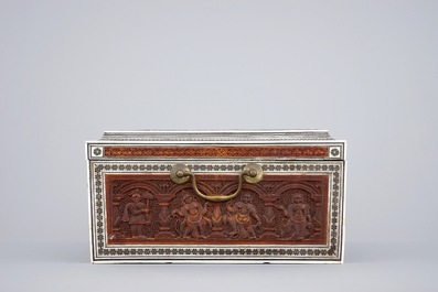 An Anglo-Indian carved wood and ivory work or writing box, Vizagapatam, 19th C.