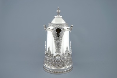 A large Chinese export or straits silver tankard, mark of Da Xing, Canton, 1870-1900