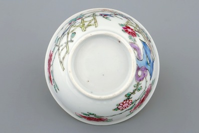 A Chinese famille rose eggshell cup and saucer with squirrels, Yongzheng, 1723-1735