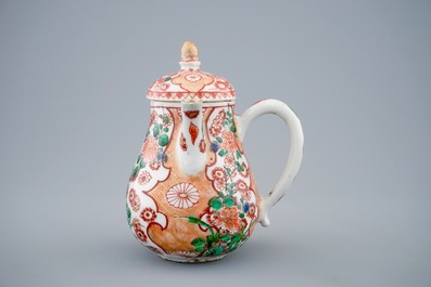 A Chinese verte-Imari chocolate jug and cover, Kangxi