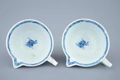 A pair of Chinese blue and white sauce boats, Qianlong