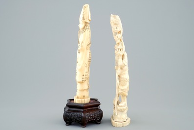 Two Japanese ivory okimono, Meiji, ca. 1900
